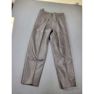 Bagazio Leather Pants Mens 34 Brown Pleated Trousers‎ Lined Zip Fly Straight Leg